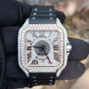 Splendid Gift Jewelry Luxury Diamond <b>Watch</b> Square Case 28mm Analog Roman Numeral Sapphire <b>Crystal</b> Dial ETA Movement Moissanite - Product Image 4