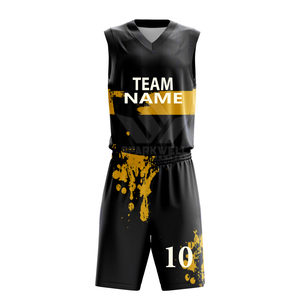 Ensemble de maillots de basket-ball sublimés personnalisés, col en V, sans manches, 100% polyester, évacuation de l'humidité, nom de l'équipe imprimé, unisexe, adulte - Product Image 2