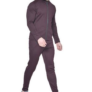 Ensemble de survêtement décontracté pour homme, couleur unie, fermeture éclair intégrale, respirant, en polyester, manches longues, col montant, pour l'automne - Product Image 2