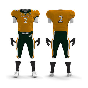 Ensemble d'uniformes de football américain personnalisés – Maillot et pantalon de football noir et orange – Vêtements d'équipe en gros - Product Image 2