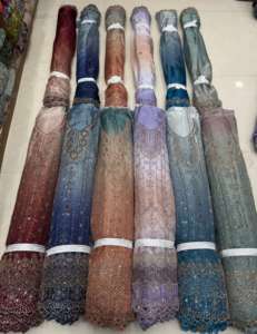 ผ้าออร์แกนซ่านำเข้าคุณภาพพรีเมียม ประดับด้วยลูกปัดหลากหลายแบบ งานฝีมือประณีต ผ้าดีไซน์หรูหราสำหรับชุดแต่งงาน เสื้อผ้าสไตล์ชาติพันธุ์ - Product Image 3