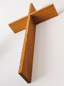 Croix chrétienne murale en bois de chêne, faite à la main, style minimaliste moderne, durable, décoration religieuse pour la maison et l'église - Product Image 5