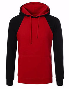 Custom Embroidered Logo Raglan <b>Hoodie</b> 100% Cotton Heavyweight Pullover Two Tone Fleece Hooded Sweatshirt Unisex Gym Wear - Product Image 1