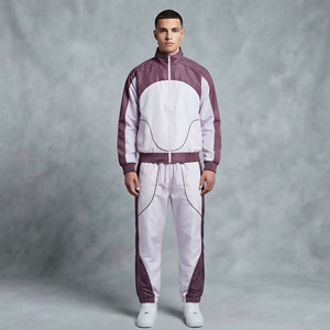 Custom Men Nylon Tracksuit Lightweight Streetwear Embroidery Patchwork <b>Windbreaker</b> Set Loose Fit <b>Vintage</b> Jacket Pants Set OEM - Product Image 1