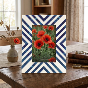 Handcrafted Modern Blue Resin Photo <b>Frame</b> for Home Decoration Elegant MDF Design Foldable <b>Wall</b> Mount - Product Image 5
