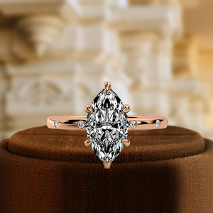 Anillo de compromiso con corte marquesa de 1 quilate para mujer, diamante creado en laboratorio, anillo de compromiso con pavé, anillo de propuesta, el mejor regalo para ella. - Product Image 2