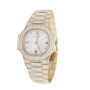 Reloj de movimiento automático redondo VVS Moissanite, busto de Hip Hop helado, chapado en oro amarillo, regalo de cumpleaños de lujo para él - Product Image 1