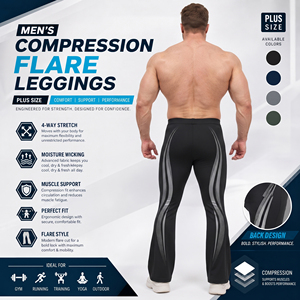 Custom Printed <b>Flare</b> <b>Leggings</b> Men Elastic Waist Gym Fitness Pants Men Yoga Wear Compression Trousers Men Plus Size <b>Flare</b> <b>Legging</b> - Product Image 6