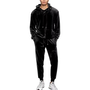 Ensemble de survêtement en velours réfléchissant de haute qualité personnalisé, sweat-shirts à fermeture éclair et pantalons de survêtement, coupe ajustée, survêtements de jogging, survêtement en velours pour hommes - Product Image 1