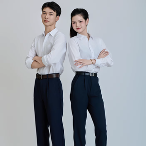 Chemise à manches longues blanche en polyester pour collégiens vietnamiens FMF, garçons et filles du secondaire, détection par aiguille, en stock - Product Image 1