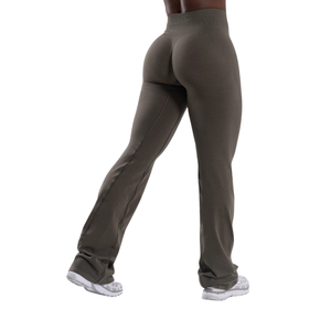 Olive <b>Green</b> Women's Pump Mid Rise Flared Pants Stretch Gym Fitness Yoga Workout Athletic Activewear Comfortable Training Bottoms - Product Image 2