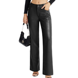 Pantalon en cuir pour femme, couleur unie, nouvelle collection, en cuir véritable, très demandé. - Product Image 6