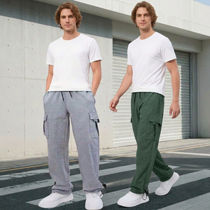 <b>Men's</b> Casual Eco-friendly Drawstring <b>Cargo</b> Sweatpants Multiple Pockets Gray <b>Green</b> 100% Cotton Midweight Autumn Wear Office - Product Image 6