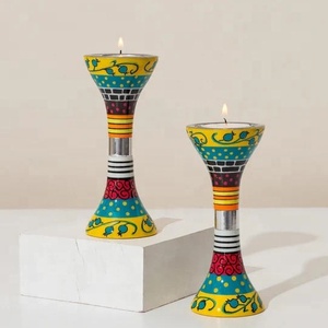 Diva Collections Hand-Painted Luxury Aluminum Judaica Set Premium Shabbat Candlestick Goblet <b>Tray</b> ARTISTIC SHABBAT SET Festive - Product Image 2
