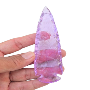Punta de flecha de obsidiana rosa hecha a mano con mango de madera, cuchilla de cristal, daga ritual, decoración espiritual para altar, regalo para coleccionistas - Product Image 1