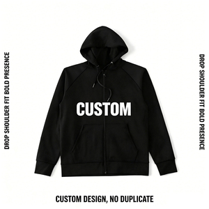 Sudadera con capucha extragrande con cremallera y estampado personalizado Glory, calidad premium, 100% algodón, hombros caídos, OEM, venta al por mayor, unisex - Product Image 4