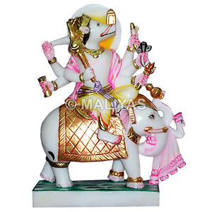 Statue de Manibhadra en marbre |   Murti en marbre Manibhadra Veer artisanal pour la maison et le temple jain - Product Image 1