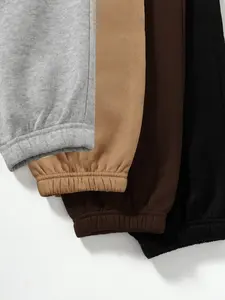 Pantalon de jogging pour femme en coton respirant, taille élastique mi-haute, couleur unie, personnalisable avec logo, haute qualité - Product Image 5