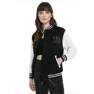 Wholesale Custom Long Sleeve Baseball Letterman <b>Jacket</b> for Women Cotton Polyester Embroidery <b>Sheep</b> <b>Skin</b> Latest Design Plain - Product Image 2