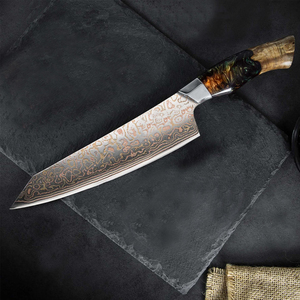 มีดทำครัวดามัสกัสทองแดงพรีเมียม พร้อมด้ามไม้โค้งรับมือ สำหรับการตัด - Product Image 4