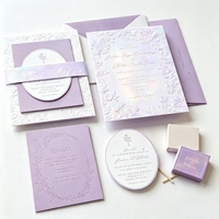 Ensemble de cartes d'invitation de mariage personnalisées avec motif floral en relief, texture débossée, invitations de mariage de luxe avec enveloppe
