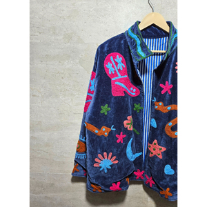 Wholesale Velvet <b>Jacket</b> Snake Embroidery <b>Jacket</b> Coat Hand Stitch Suzani <b>Jacket</b> With Two Side Pocket Boho Chic <b>Jacket</b> Women's - Product Image 2