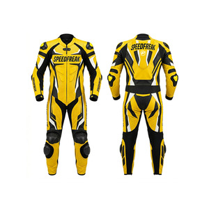 Traje de Carreras Profesional de una Pieza SpeedFreak "Velocity Yellow" – Cuero de Grano Completo de Élite y Sistema de Protección CE - Product Image 3