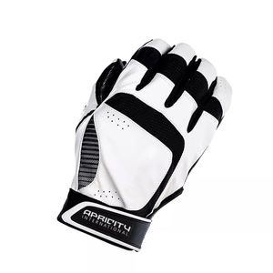 Gants de frappe de baseball en cuir blanc et noir, ajustables, avec paume rembourrée, doigts entièrement protégés, légers et respirants, pour l'entraînement - Product Image 2