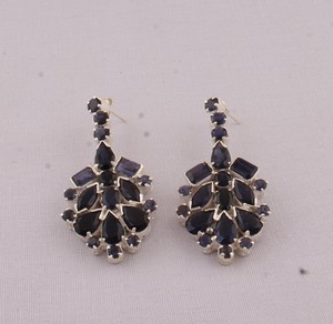 Pendientes Colgantes de Plata de Ley 925 con Iolita Natural, Pendientes de Gota con Piedras Preciosas Azules Violetas, Joyería de Alta Calidad - Product Image 2