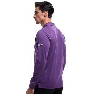 Camiseta Polo Morada de Manga Larga para Hombre, Corte Regular, Transpirable, 100% Algodón, Camiseta Polo de Verano para Hombre, Moda Masculina - Product Image 2