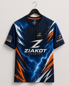 ZIAKOT industry Nouveau design T-shirt de performance personnalisé pour homme Bleu orage Orange-Blanc - Product Image 1
