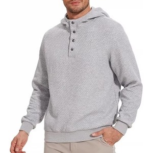 Sweat à capuche de haute qualité, tendance, doux, chaud, en tricot, avec boutons-pression, manches longues, coupe classique, uni - Product Image 3