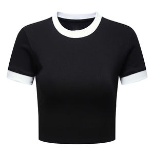 Camiseta de lona de cuello redondo con logo para mujer, estilo casual, de moda, estilo urbano, estética nostálgica, de corte regular y peso pesado para primavera - Product Image 4