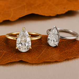 Anillo de Compromiso de Lujo para Mujer con Diamante Cultivado en Laboratorio de 2 Quilates, Corte Pera, Halo Oculto, Color D/E/F, Oro Sólido de 14K, Certificado IGI - Product Image 1