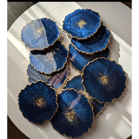 Sous-verres artisanaux en résine résistants à la chaleur avec accents en feuille d'argent, inspirés de l'océan, vaisselle ronde écologique personnalisée pour la maison