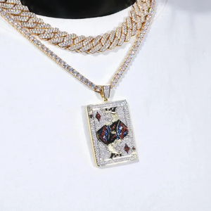 Collar Hip Hop con Colgante Rey de los Diamantes de Moissanita en Plata de Ley 925 Bañado en Oro con Micro Pavé Iced Out - Product Image 1