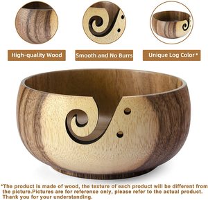 Soporte de Hilo de Madera Artesanal Ecológico OEM, Tazón Portátil para Almacenamiento de Hilo de Tejer y Ganchillo con Orificio en Espiral - Product Image 3