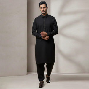 Shalwar Kameez Azul para Hombre, Algodón y Poliéster, Estilo Étnico, Ropa Formal para India y Pakistán - Product Image 2