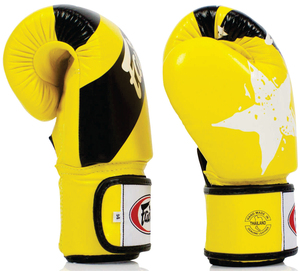ถุงมือชกมวย Fairtex MMA สีเหลืองดำ แบบขายส่ง ผลิตตามสั่ง หนังแท้ 100% ระบายอากาศได้ดี สำหรับมวยไทย ซานด้า ขนาด 12 ออนซ์ - Product Image 4