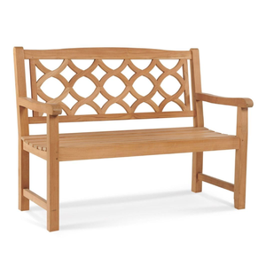 Banco de Jardín de Teca Sólida para 2 Personas con Respaldo y Reposabrazos de Rejilla Chichester - Product Image 1