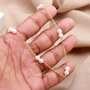 สร้อยคอเงินแท้ 925 ชุบทอง 18k ประดับด้วยพลอยมุกกลมขนาด 6 มม. - Product Image 4