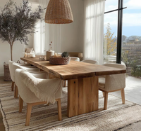 Ensemble de table à manger en bois de haute qualité, table en bois massif en noyer d'Amérique du Sud avec finition époxy, table à manger unique