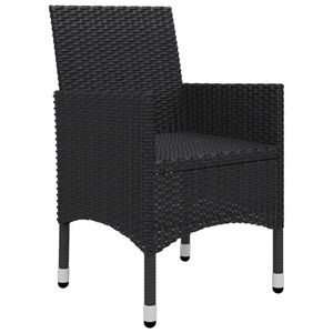 Acacia Wood and Poly Rattan Bistro Set 3-Piece <b>Black</b> <b>Garden</b> <b>Furniture</b> - Product Image 6