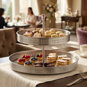 Soporte Ovalado de Acero Inoxidable SS304 de 40 cm, Acabado Satinado, para Buffet, Decoración de Mesa para Fiestas y Eventos - Product Image 2