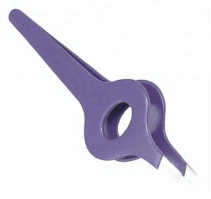 Herramientas Cosméticas Profesionales para Cejas de Acero Inoxidable Reutilizables y Sostenibles, con Recubrimiento Morado Ecológico, Agarre Ancho y Punta Inclinada - Product Image 1