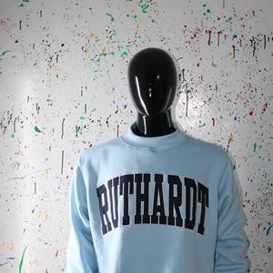 Sweat-shirt à col montant RUTHARDT SKY BLUE, 100% bleu marine, broderie appliquée, col large, URBAN PRODUCTIONS - Product Image 4