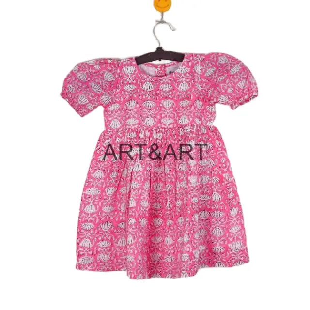 New Arrival of Daughter Ethnic Wear Cotton Fabric Collection for Girls Flower Printed Party Wear children dress up clothes