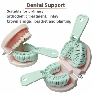 Juego de Bandejas para Impresiones Dentales Verde Claro, Superior e Inferior, de Plástico, Tamaños S, M, L, Herramienta de Odontología, Material de Laboratorio, CE - Product Image 1