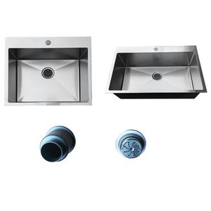 Supporto per lavello da cucina In acciaio inossidabile da 33 pollici con supporto a goccia Design per fattoria da 18 Gauge per rimorchio da viaggio RV - Product Image 3