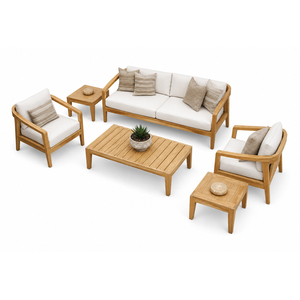 Ensemble de salon d'extérieur en teck massif Seraya, design moderne pour jardin, qualité supérieure, meubles de patio artisanaux pour usage hôtelier et de villégiature - Product Image 3